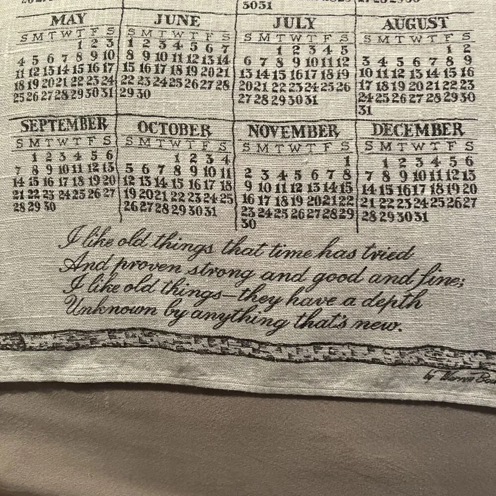 VTG 1969 Linen Calendar Tea Towel Red Barn Warren Boucher